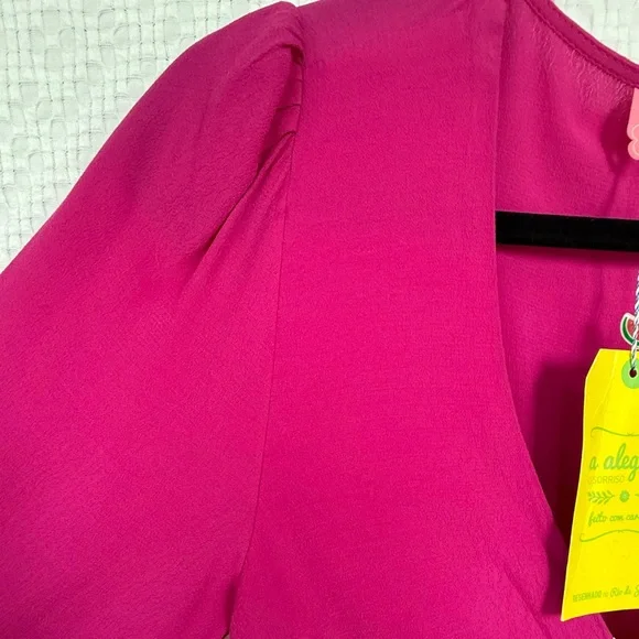 Farm Rio Allegris Fuscia Tie Front Flutter Dress SZ 8 NWT - Picture 5 of 10